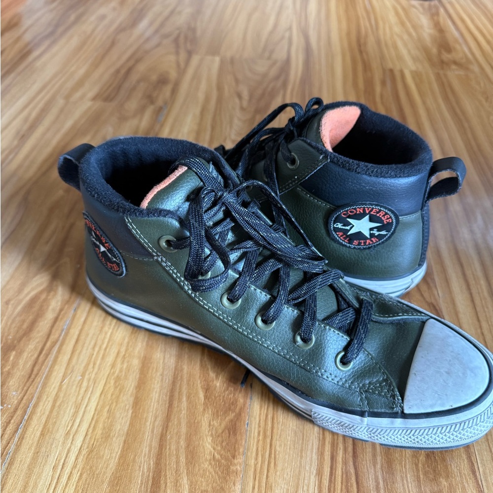 Leather Green High-Top Sneakers - Picture 2 of 4